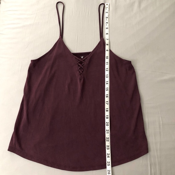 American Eagle soft & sexy sueded tank top crisscross detail in Maroon/Purple - Picture 3 of 8